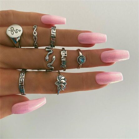 Boho Bliss Silver Gold Ring Set - Image 14