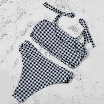 Vintage Vibes Gingham Plaid High Waisted Two-Piece Bikini - Image 30