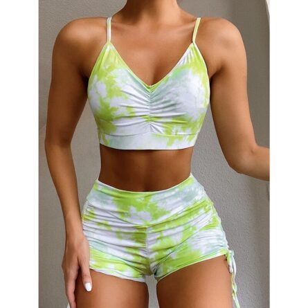 Pure Devotion High Waist Bikini Sexy Workout Outfit Swimwear Drawstring Trendy Workout Outfit - Image 17