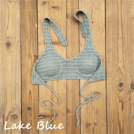 Cabana Push Up Knitted Crochet Halter Bikini Top - Image 24