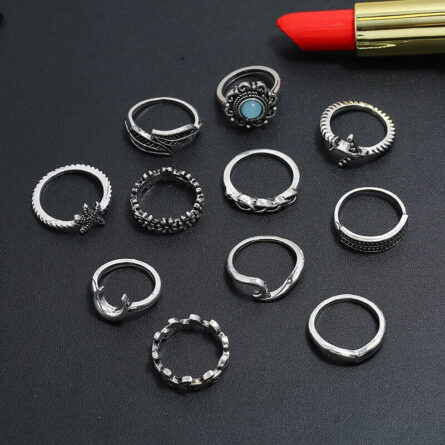 Boho Bliss Silver Gold Ring Set - Image 5