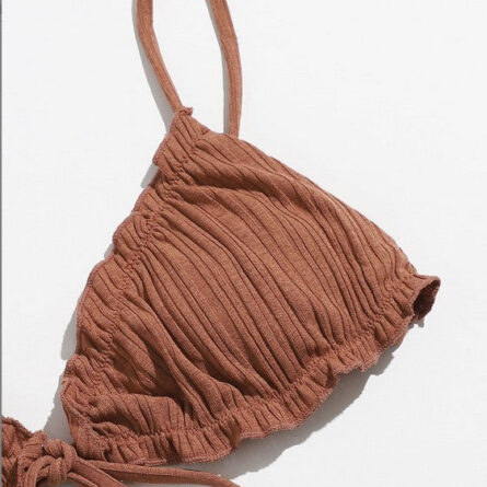 Brazilian Ruffle Ruched Solid Bikini - Image 30