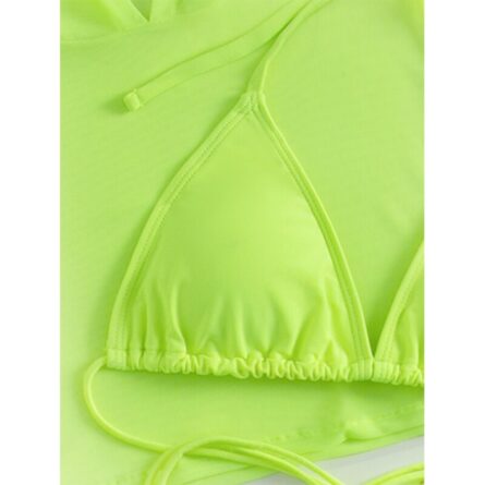 Sexy Neon 3 Piece Bikini set with Cover Up Hoodie Crop Top – Bild 5