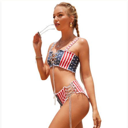 American Flag Denim Bikini - Image 14