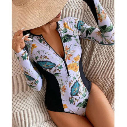 Ocean Drift Long Sleeve Rash Guard Zipper Swimsuit - Image 23