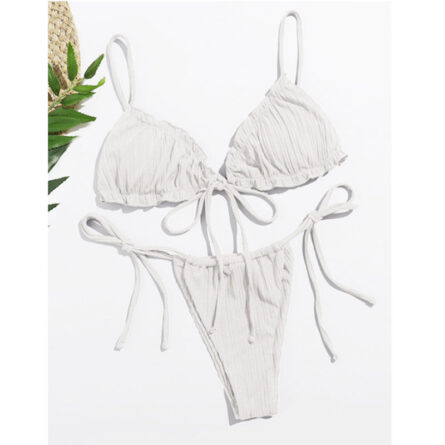 Brazilian Ruffle Ruched Solid Bikini - Image 23