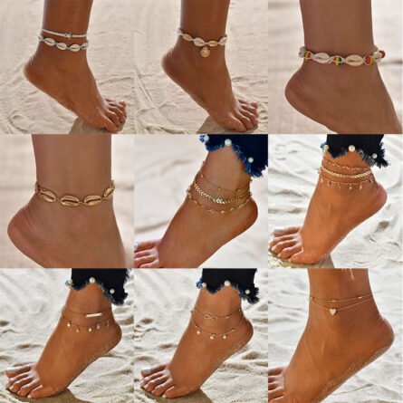 Bohemian Seashell Heart Anklet - Image 1