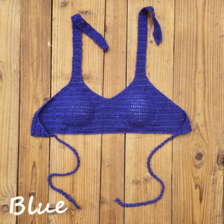Cabana Push Up Knitted Crochet Halter Bikini Top - Image 4
