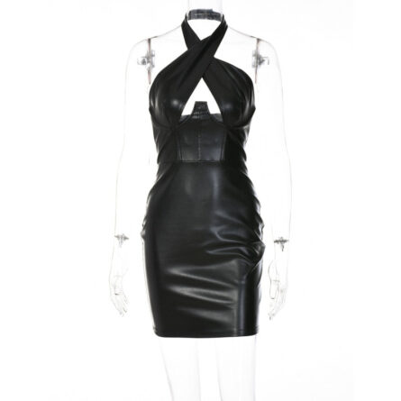 Leather Goddess Sexy Bodycon Cut-Out Dress - Image 16