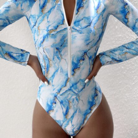 Ocean Drift Long Sleeve Rash Guard Zipper Swimsuit - Image 12