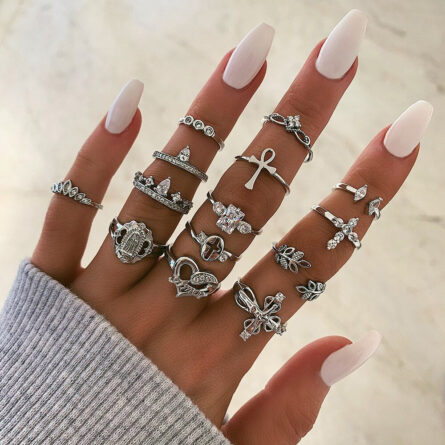 Boho Bliss Silver Gold Ring Set - Image 16