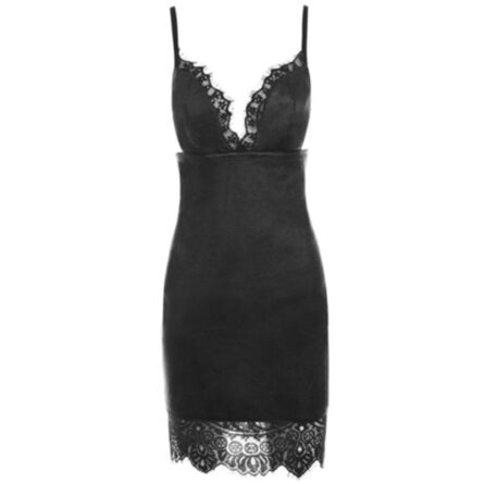 Daniella Sexy Black Lace Bandage Bodycon Faux Leather Mini Dress – Bild 15