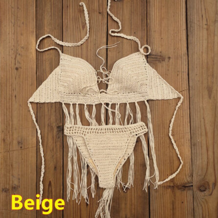 Bohemian Breeze 3-Piece Crochet Bikini Set with Tassel Skirt - Image 9