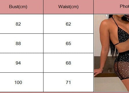 Mesh Rhinestone 2 Piece Set Bikini Top and Shorts – Bild 5