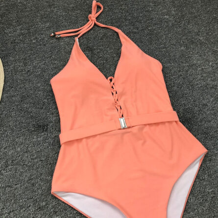 Sunset and Swim Deep-V Swimwear Buckle Waist One Piece Swimsuit – Bild 15