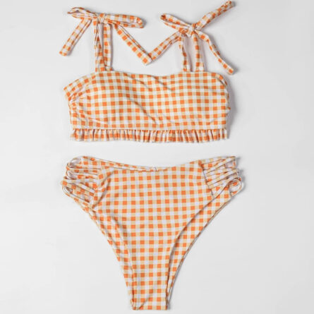 Vintage Vibes Gingham Plaid High Waisted Two-Piece Bikini - Image 31