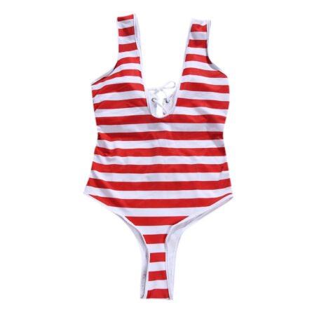 Hot American Flag Thong One Piece Lace Up Swimsuit - Image 10