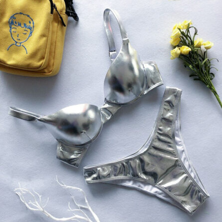 Glistening Glam Metallic Bikini Push Up Set - Image 15