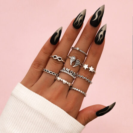 Boho Bliss Silver Gold Ring Set - Image 8