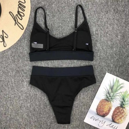 Luxe Solid High-Waist Scoop Bikini Set - Image 37