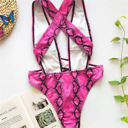 Radiant Deep Plunge High Leg Snake Print Swimsuit - Image 15