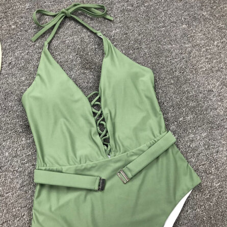 Sunset and Swim Deep-V Swimwear Buckle Waist One Piece Swimsuit – Bild 21