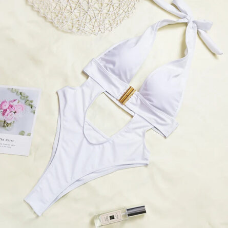 Luxe Cut Out Belted Halter Swimsuit – Bild 14