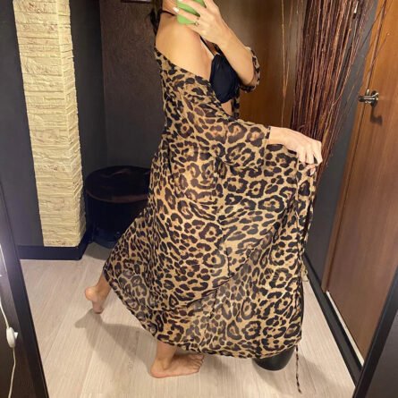 Sunset and Swim Long Leopard Beach Cover Up - Image 16