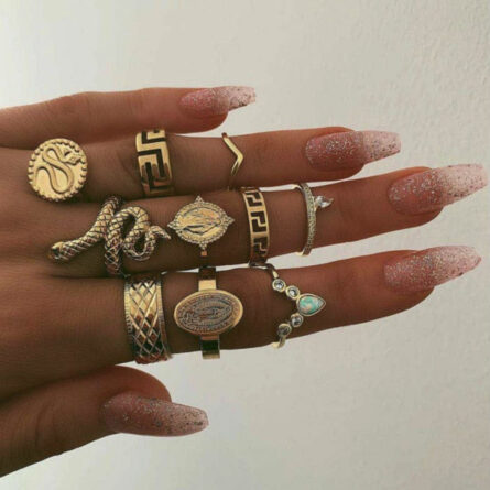 Boho Bliss Silver Gold Ring Set - Image 12