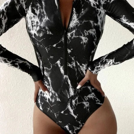 Ocean Drift Long Sleeve Rash Guard Zipper Swimsuit - Image 17