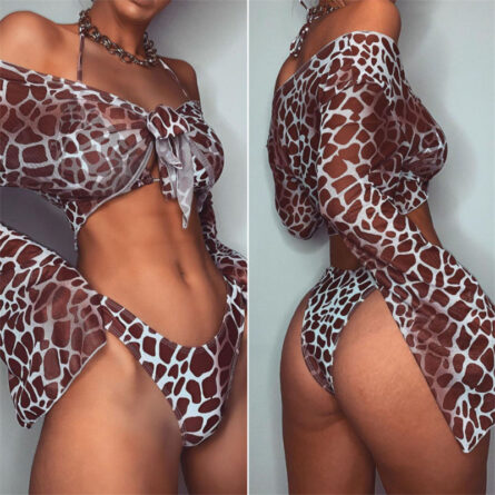 Resort Life Long Sleeve Mesh Bikini Three Piece Set – Bild 12