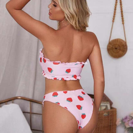 Cute Strawberry Bandeau Bikini Set - Image 4