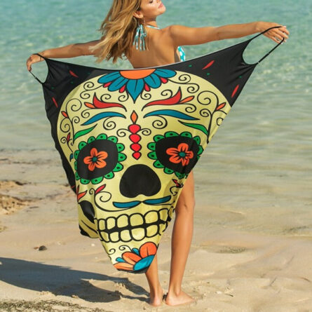 Butterfly Skull Owl Animal Print Beach Wrap Dress Beach Cover Up – Bild 38