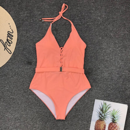 Sunset and Swim Deep-V Swimwear Buckle Waist One Piece Swimsuit – Bild 13