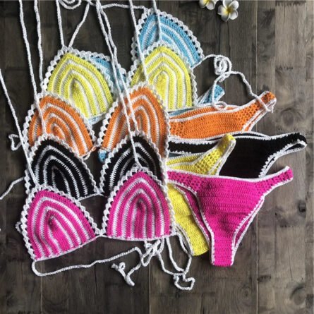 Paradise Perfection Crochet Triangle Bikini Yellow Set – Bild 39