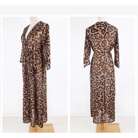 Sunset and Swim Long Leopard Beach Cover Up - Image 7