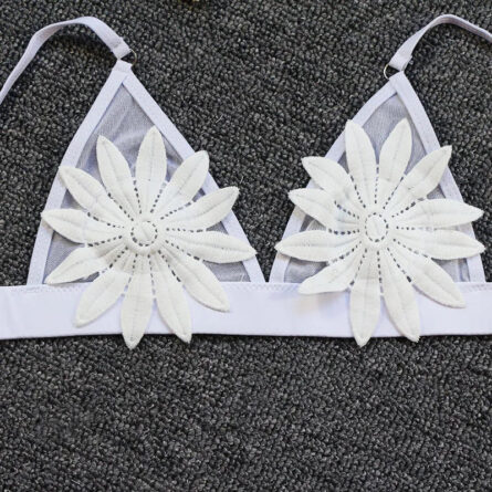 Sunset Crush Sexy 3D Floral Transparent Brazilian White Bikini - Image 19