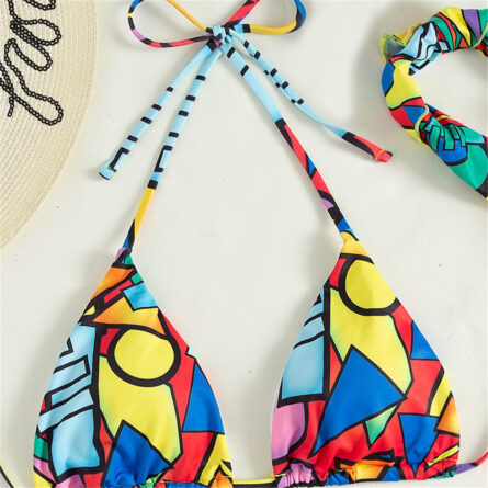 Miami Weekend 3 piece Cheeky Halter Bikini with matching Scarf - Image 26