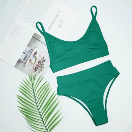 Luxe Solid High-Waist Scoop Bikini Set - Image 30
