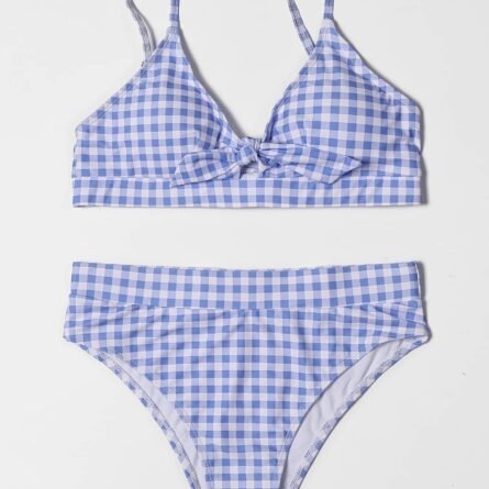 Irresistibly Chic Plaid Bow Bikini - Image 39