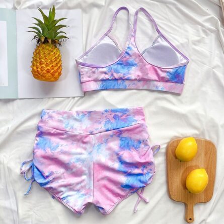 Pure Devotion High Waist Bikini Sexy Workout Outfit Swimwear Drawstring Trendy Workout Outfit - Image 16
