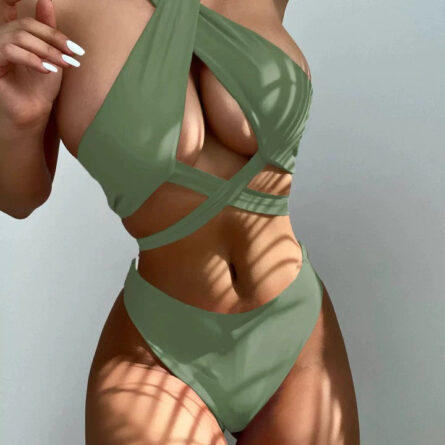 High Neck Cut Out Underboob Bikini - Image 14