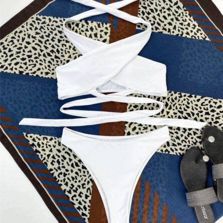 High Neck Cut Out Underboob Bikini - Image 22