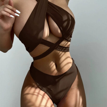 High Neck Cut Out Underboob Bikini - Image 17