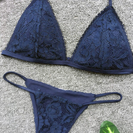 Sunset and Swim Blue Lace Triangle Bikini - Image 5