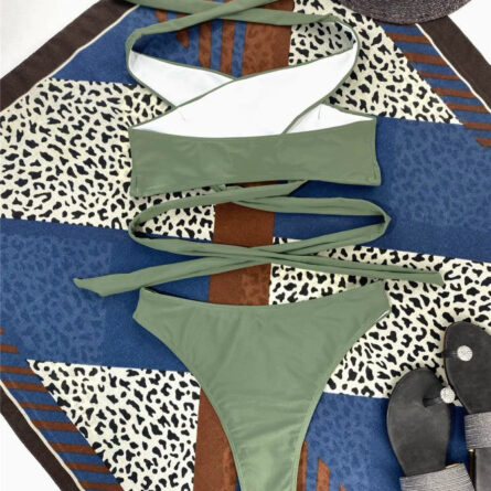 High Neck Cut Out Underboob Bikini - Image 25