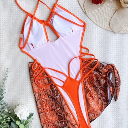 3 PCS Sarong Extreme String Thong One Piece Swimsuit - Image 34