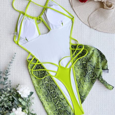 3 PCS Sarong Extreme String Thong One Piece Swimsuit - Image 31