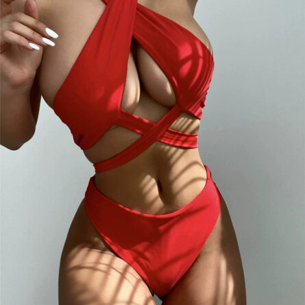 High Neck Cut Out Underboob Bikini - Image 12