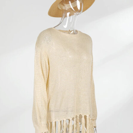 Boho Dreams Knitted Tassel Beach Blouse - Image 12